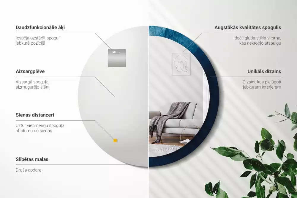 Miroir rond avec décoration Art abstrait