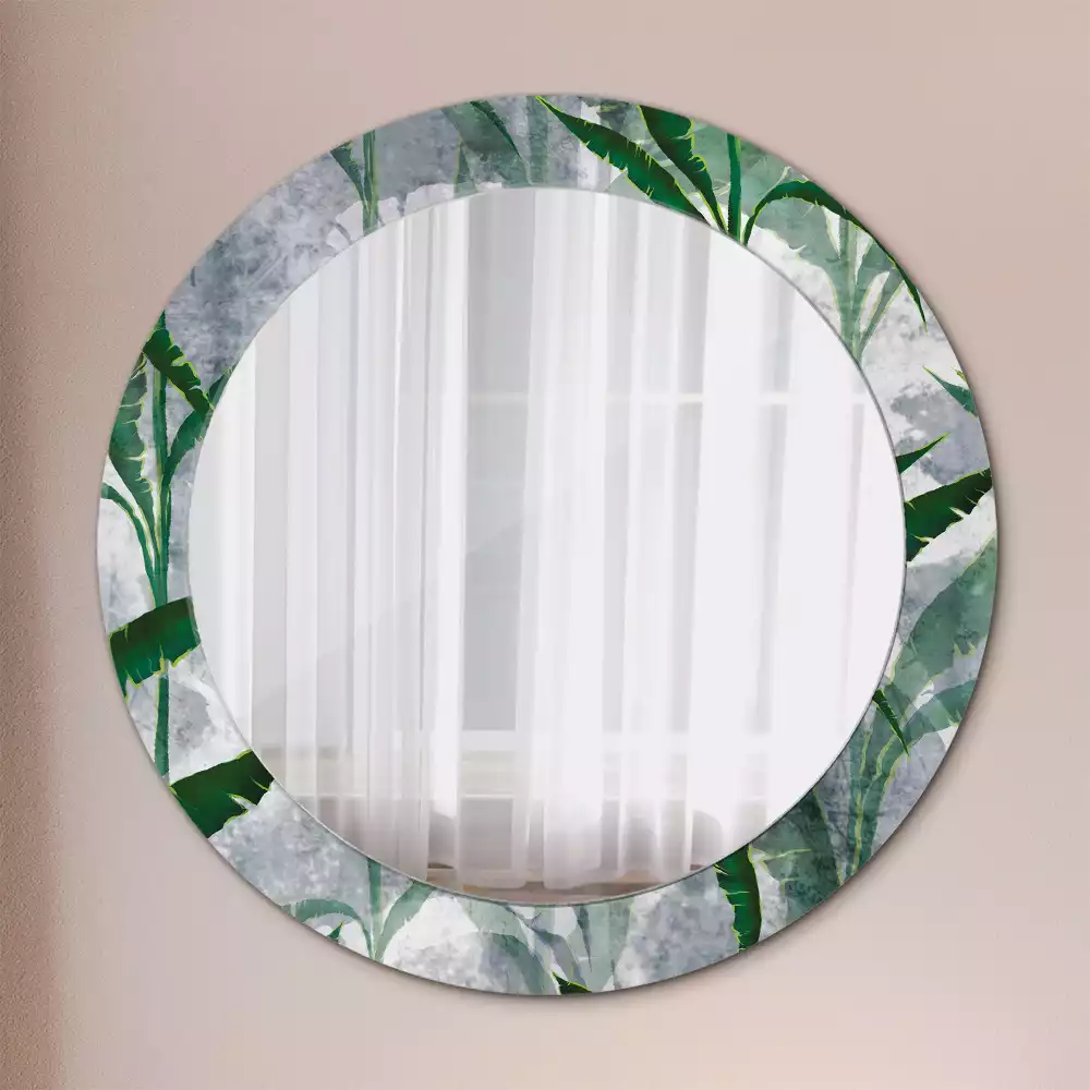 Miroir rond imprimé Feuilles tropicales