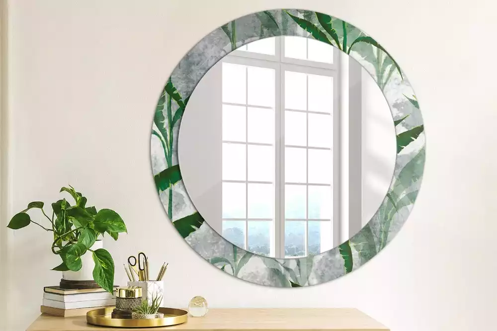 Miroir rond imprimé Feuilles tropicales