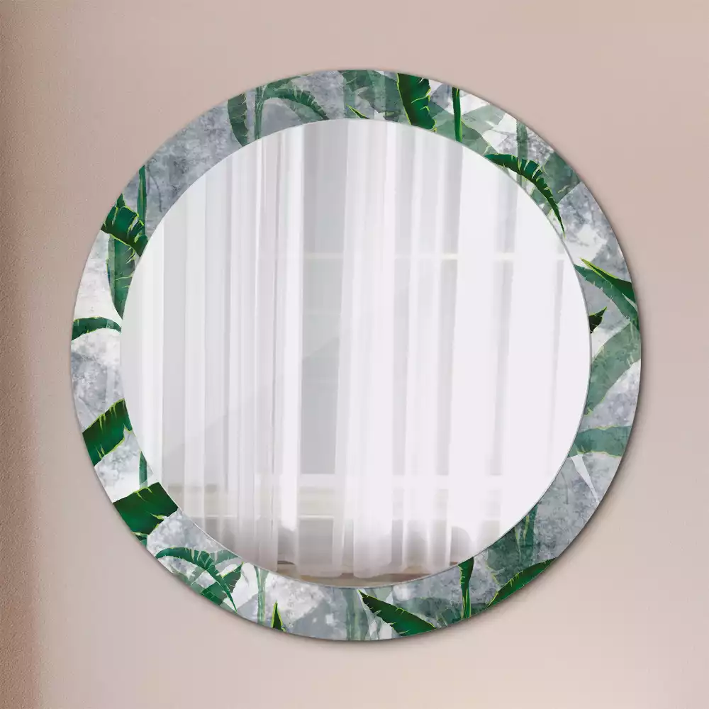 Miroir rond imprimé Feuilles tropicales