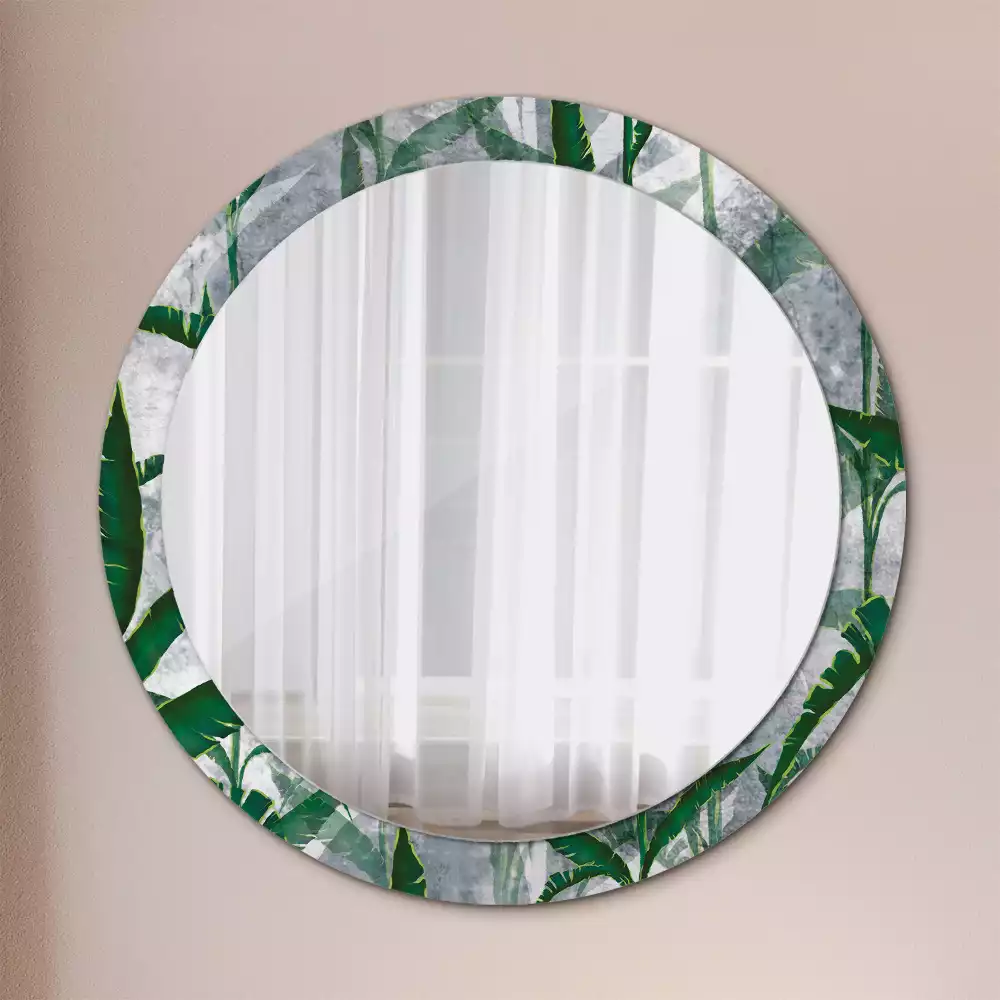 Miroir rond imprimé Feuilles tropicales