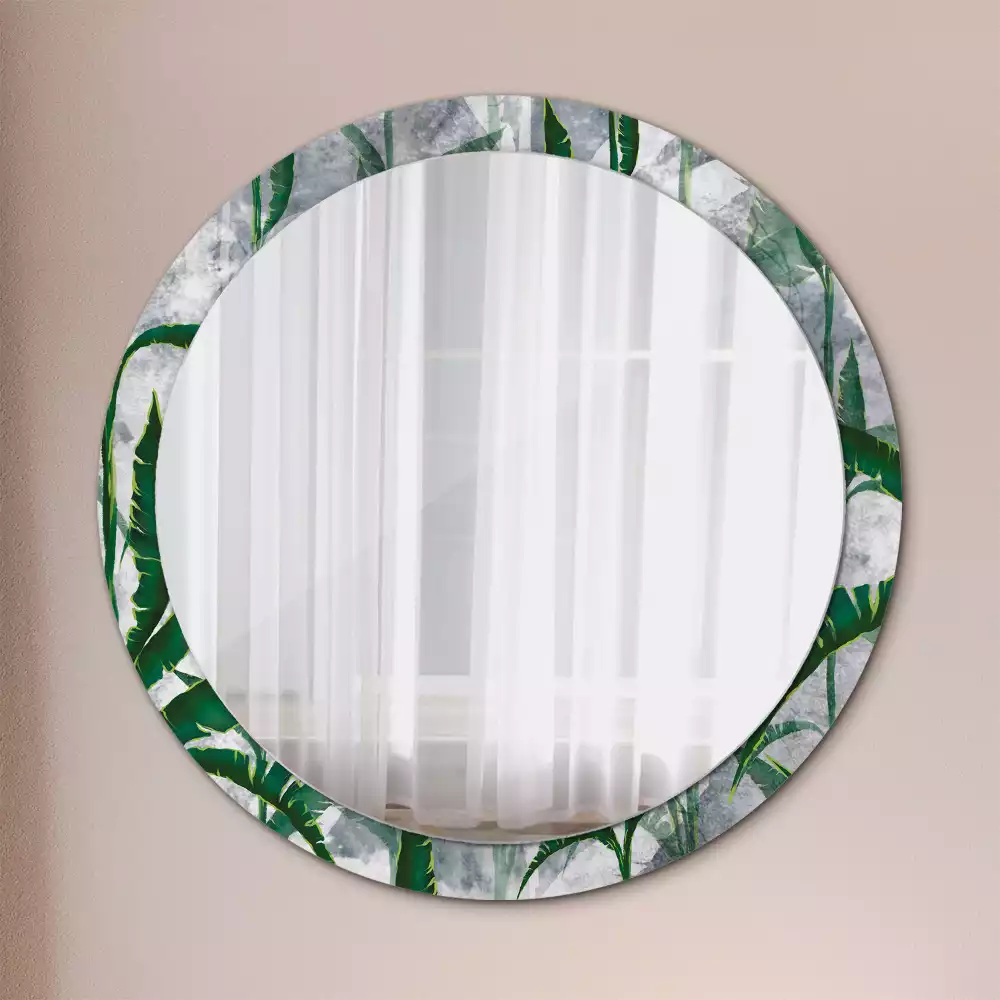 Miroir rond imprimé Feuilles tropicales
