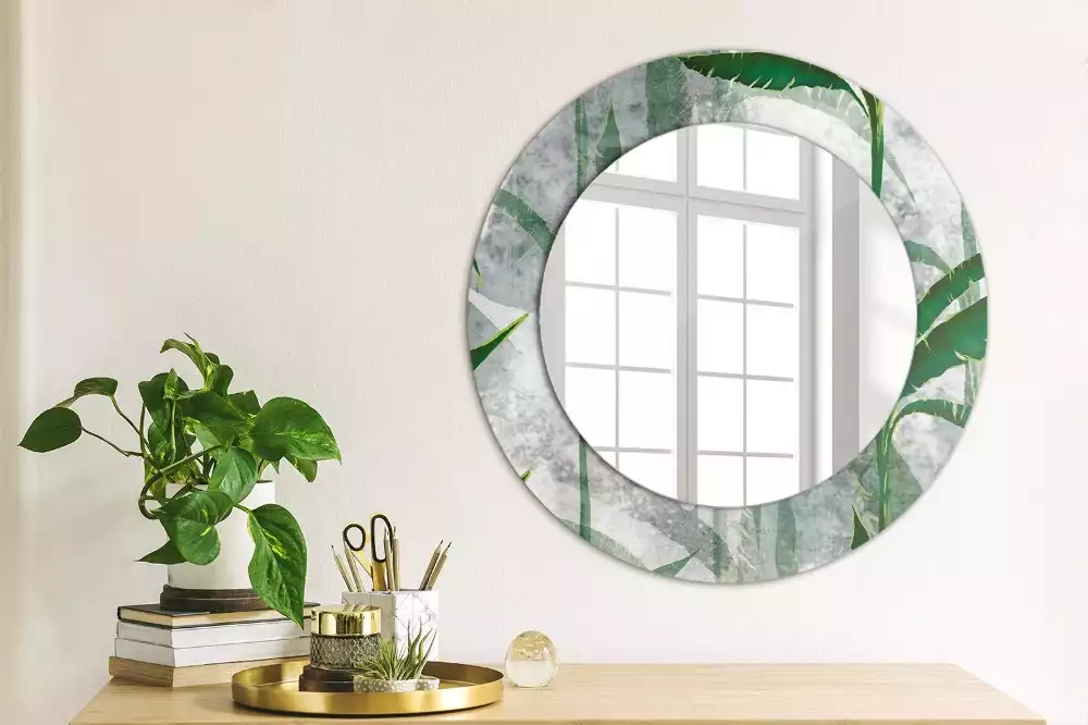 Miroir rond imprimé Feuilles tropicales