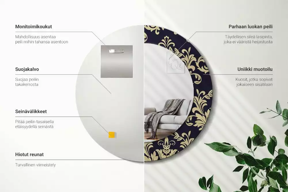 Miroir rond avec décoration Motif floral