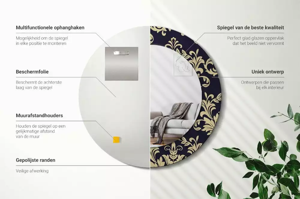 Miroir rond avec décoration Motif floral