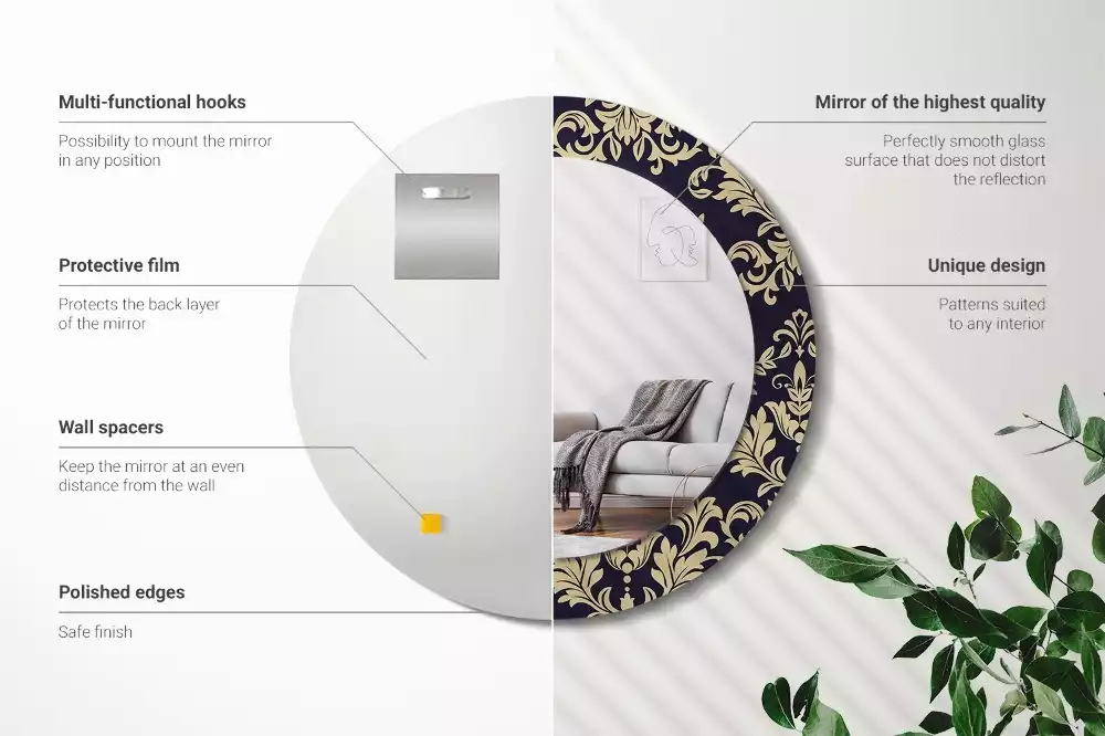 Miroir rond avec décoration Motif floral