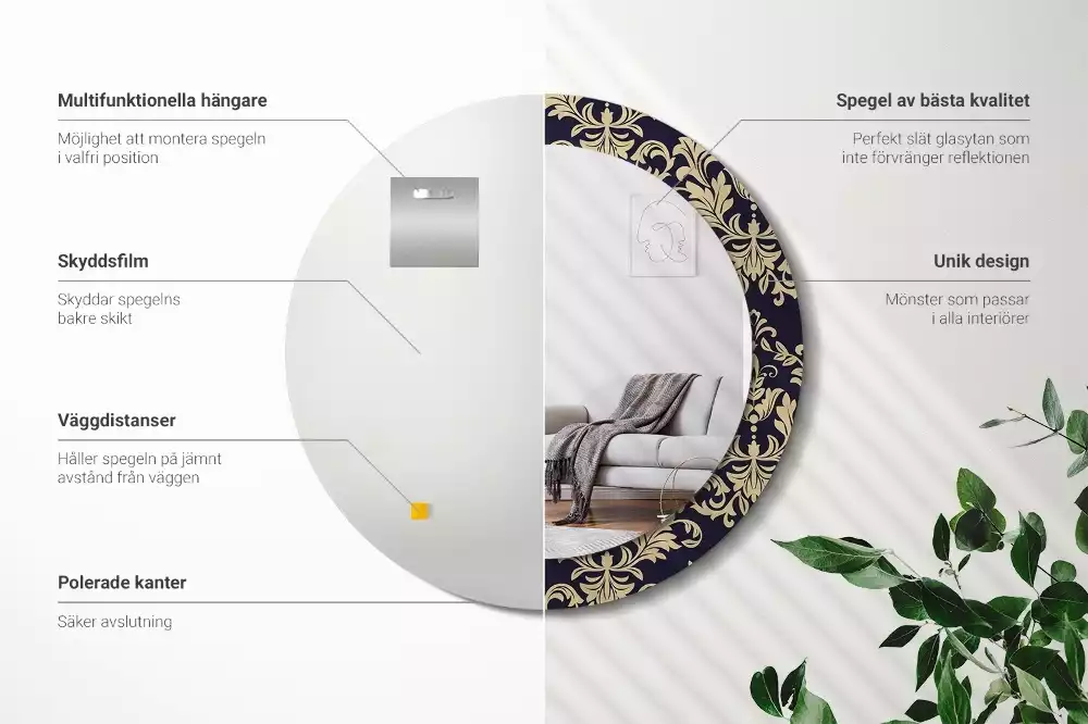 Miroir rond avec décoration Motif floral