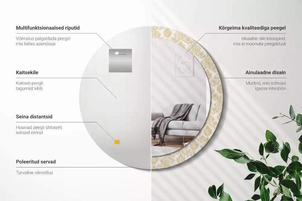 Miroir rond avec décoration Motif baroque