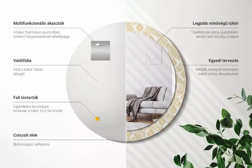 Miroir rond avec décoration Motif baroque