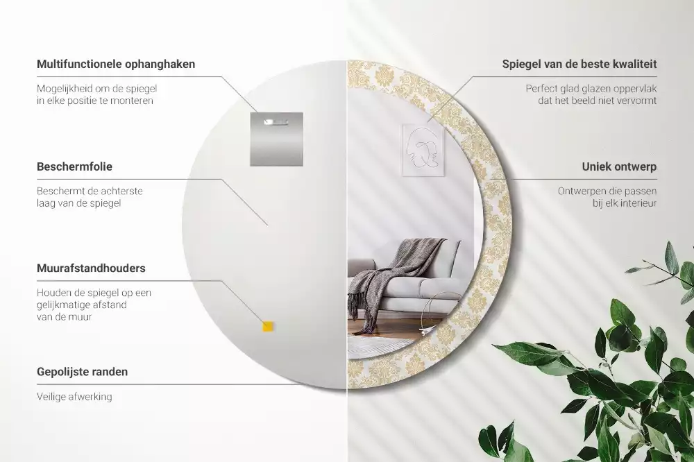 Miroir rond avec décoration Motif baroque