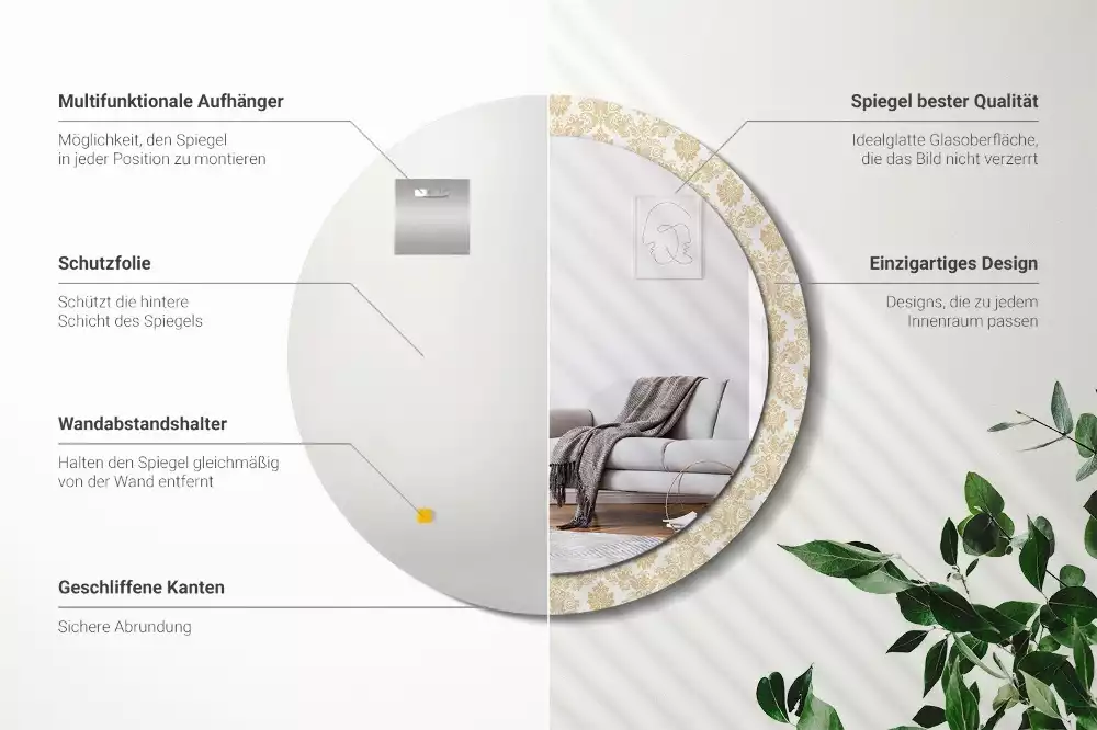 Miroir rond avec décoration Motif baroque