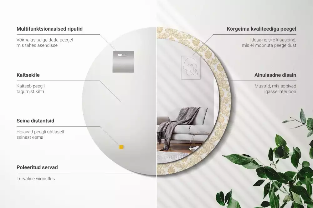 Miroir rond avec décoration Motif baroque