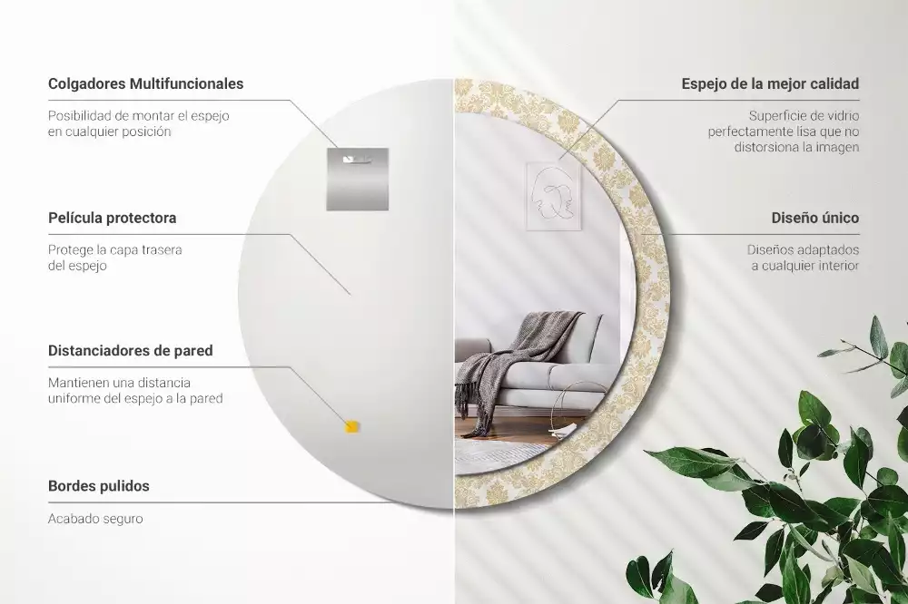 Miroir rond avec décoration Motif baroque