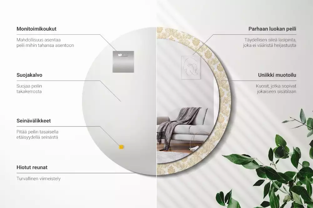 Miroir rond avec décoration Motif baroque