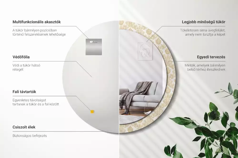 Miroir rond avec décoration Motif baroque