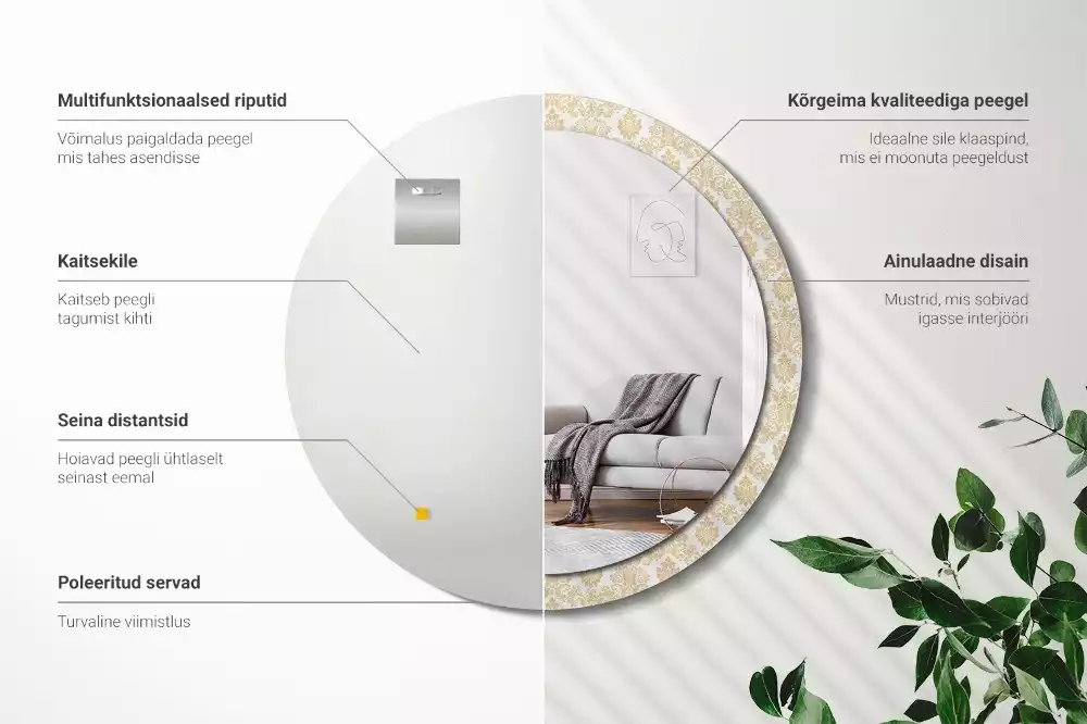 Miroir rond avec décoration Motif baroque