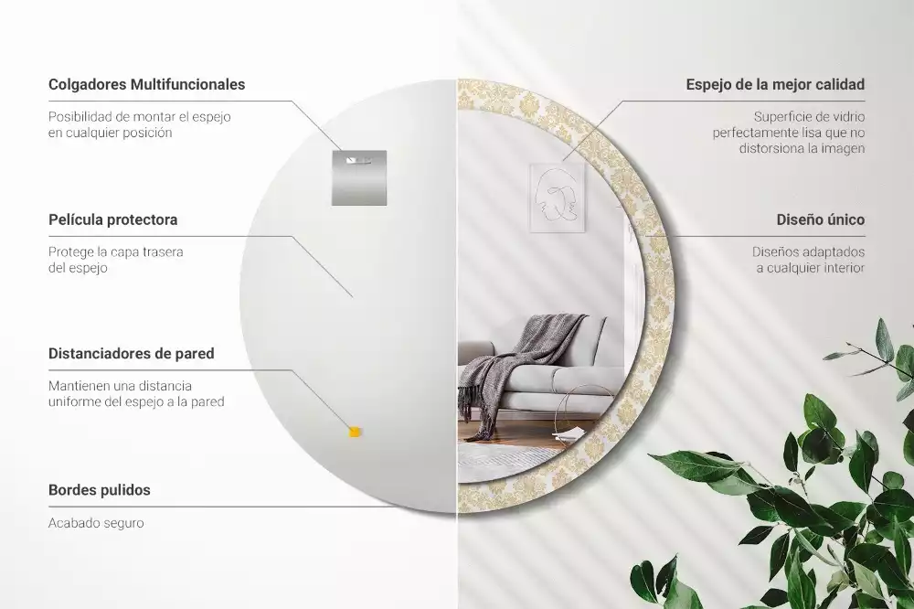 Miroir rond avec décoration Motif baroque