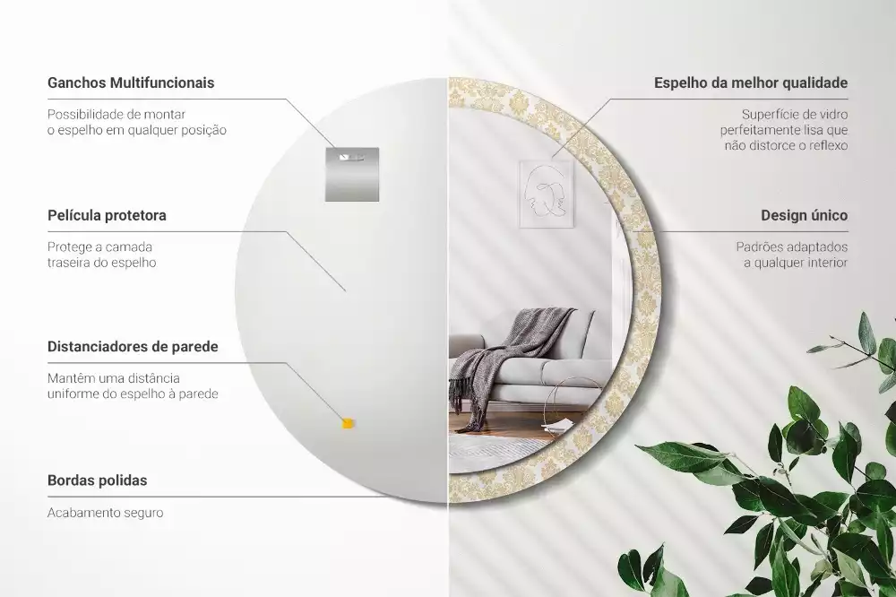 Miroir rond avec décoration Motif baroque