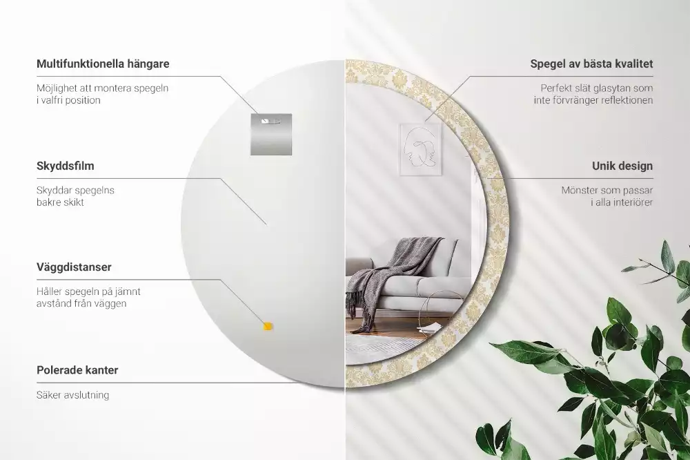 Miroir rond avec décoration Motif baroque