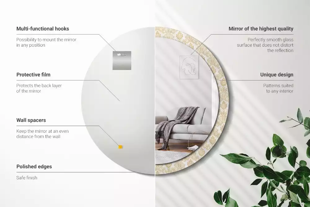 Miroir rond avec décoration Motif baroque