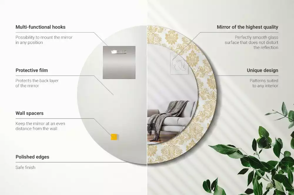 Miroir rond avec décoration Motif baroque