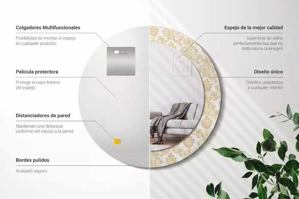 Miroir rond avec décoration Motif baroque