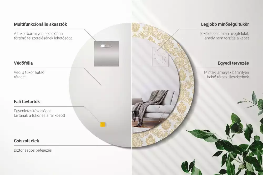 Miroir rond avec décoration Motif baroque