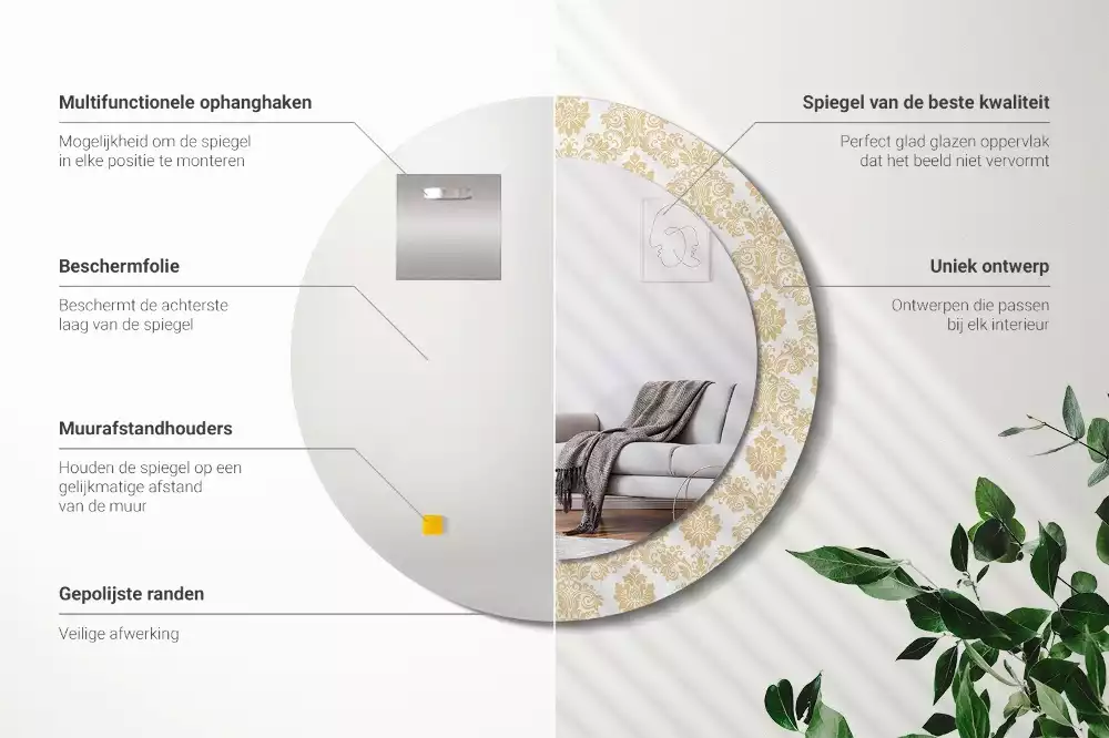 Miroir rond avec décoration Motif baroque