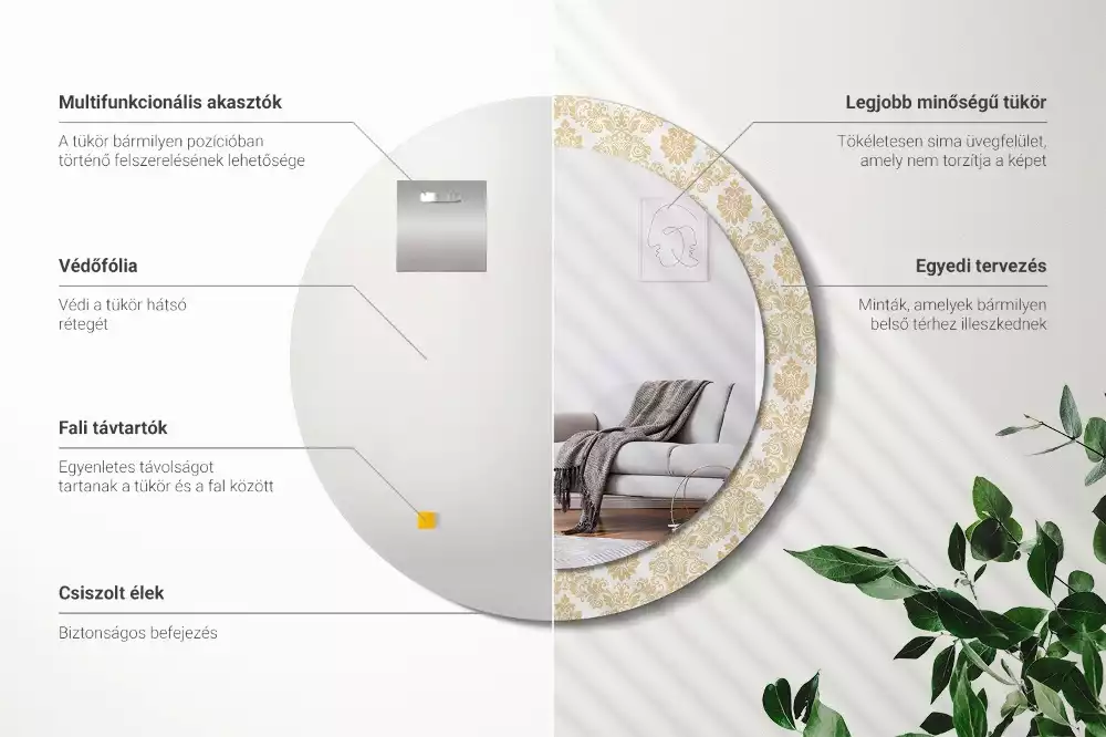 Miroir rond avec décoration Motif baroque