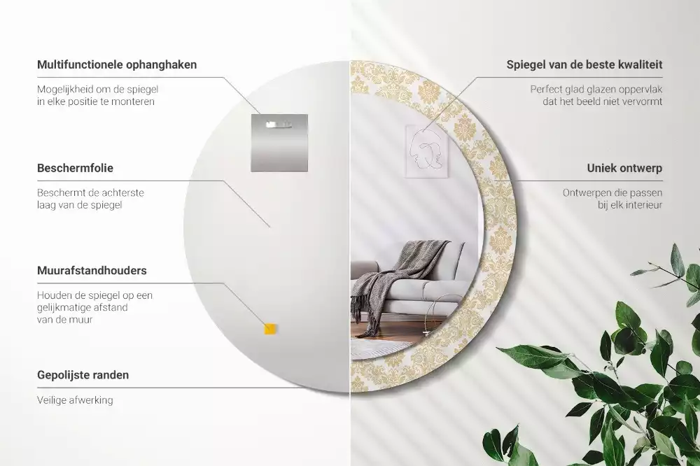 Miroir rond avec décoration Motif baroque