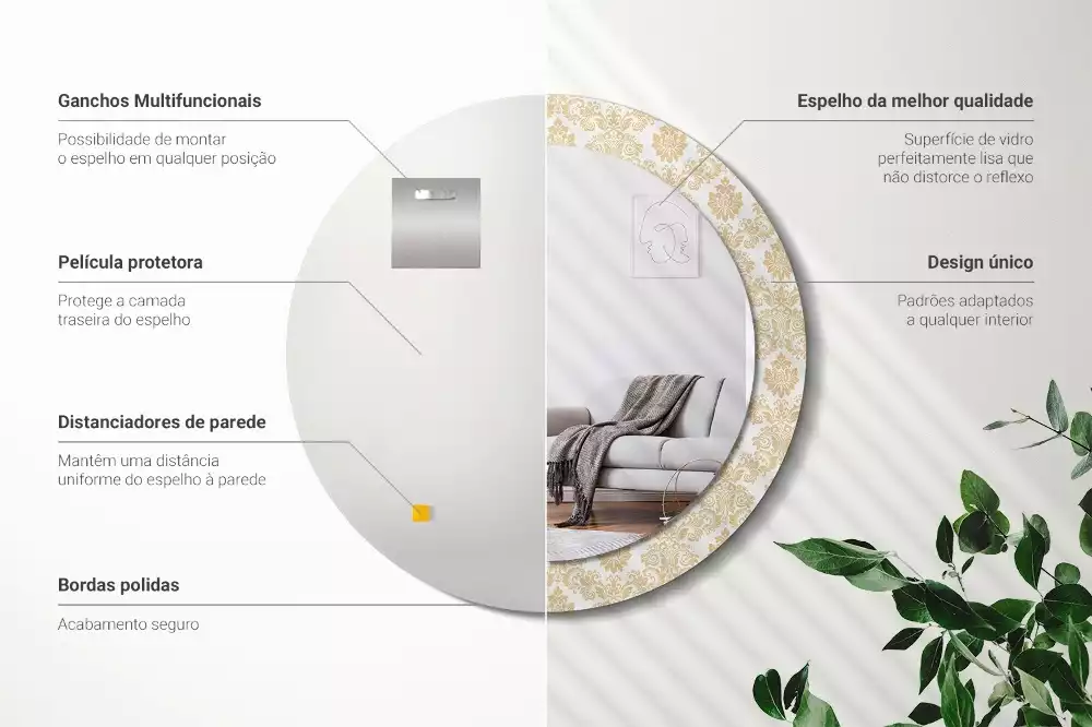 Miroir rond avec décoration Motif baroque