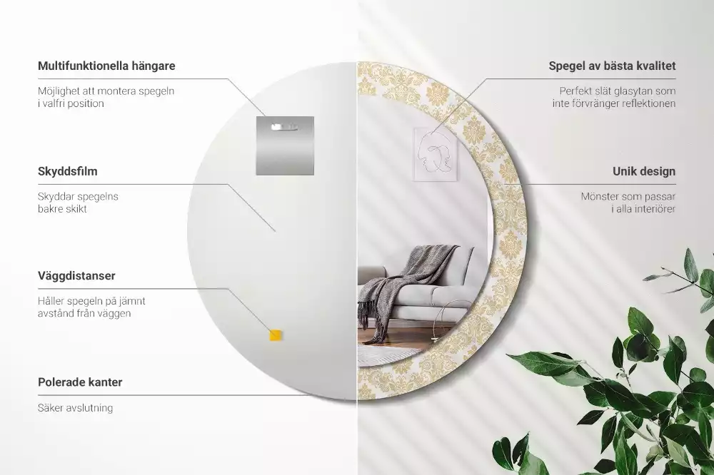 Miroir rond avec décoration Motif baroque