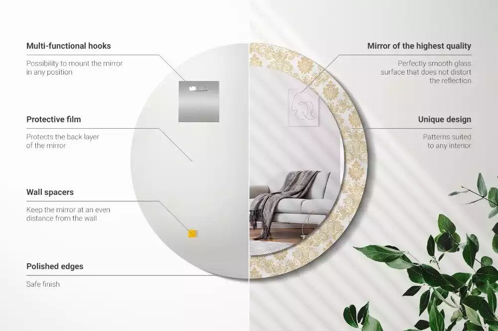 Miroir rond avec décoration Motif baroque