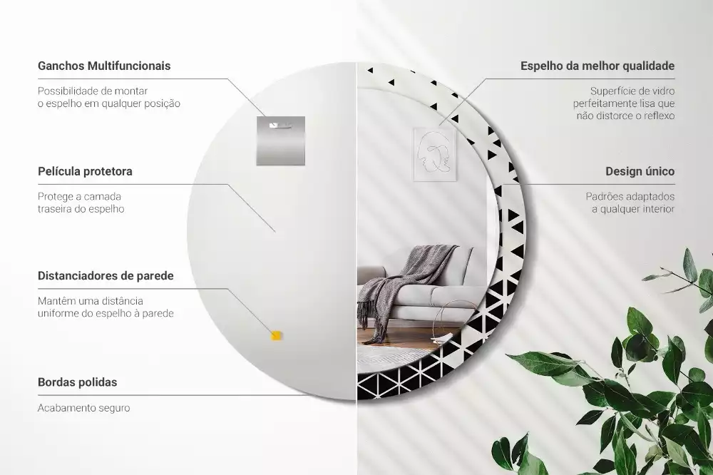 Miroir rond imprimé Abstraction géométrique