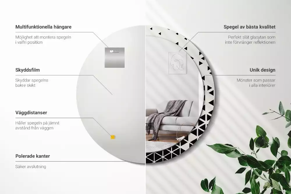 Miroir rond imprimé Abstraction géométrique