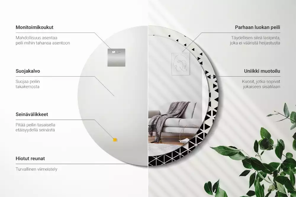 Miroir rond imprimé Abstraction géométrique