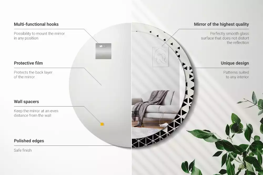 Miroir rond imprimé Abstraction géométrique