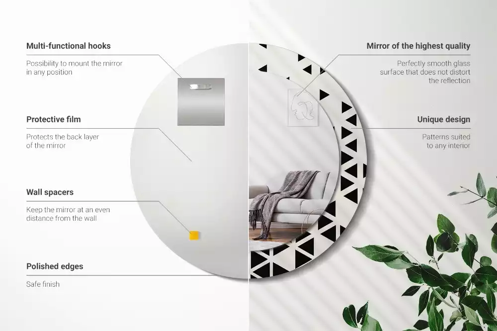 Miroir rond imprimé Abstraction géométrique