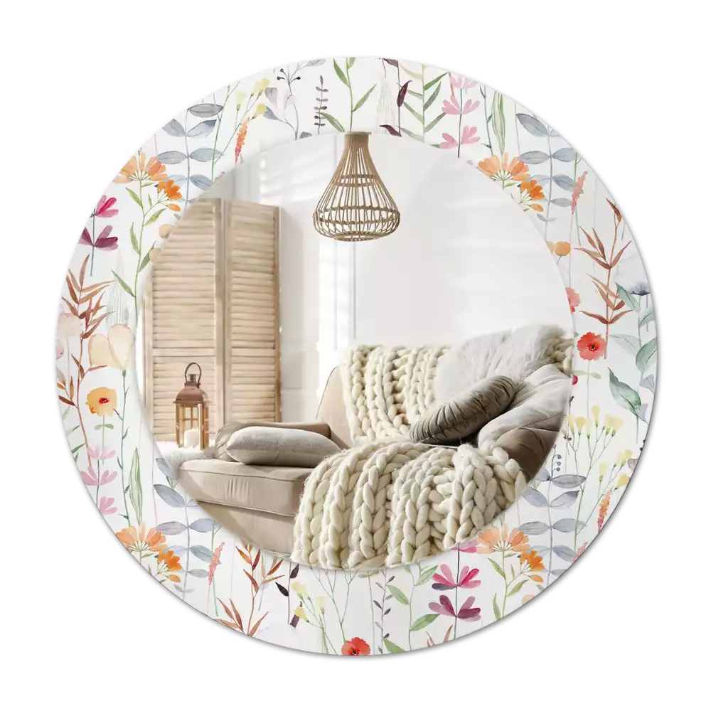 Miroir rond imprimé Fleurs sauvages