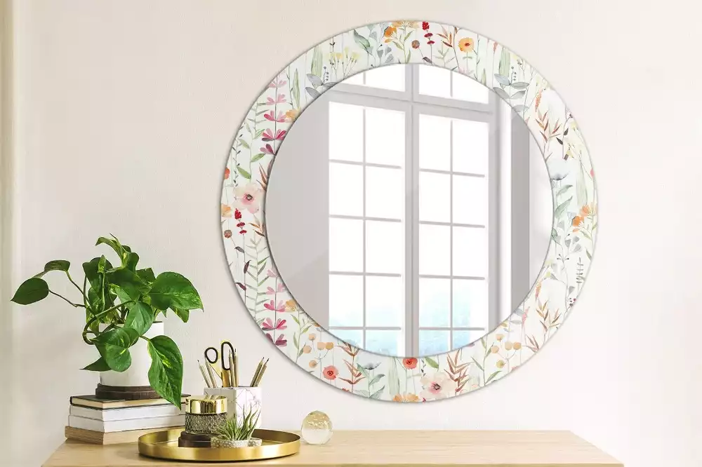 Miroir rond imprimé Fleurs sauvages