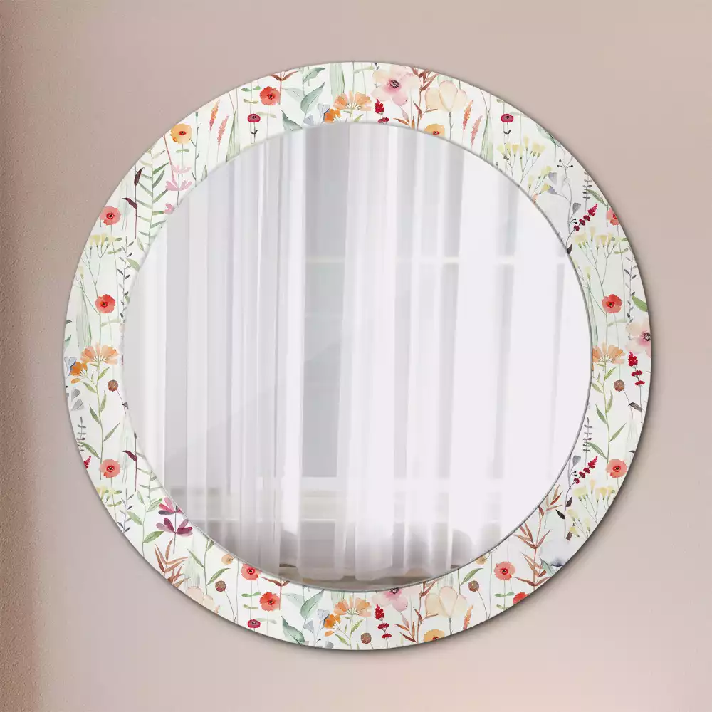 Miroir rond imprimé Fleurs sauvages