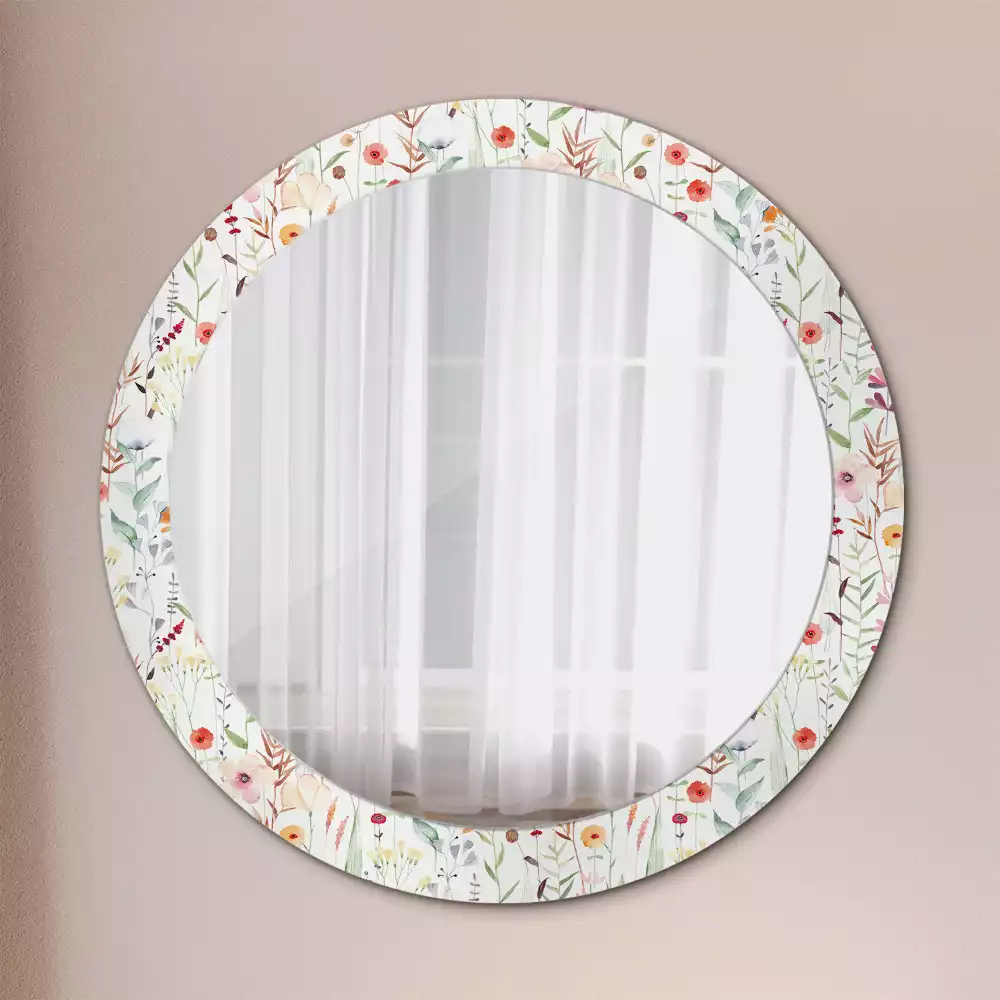Miroir rond imprimé Fleurs sauvages