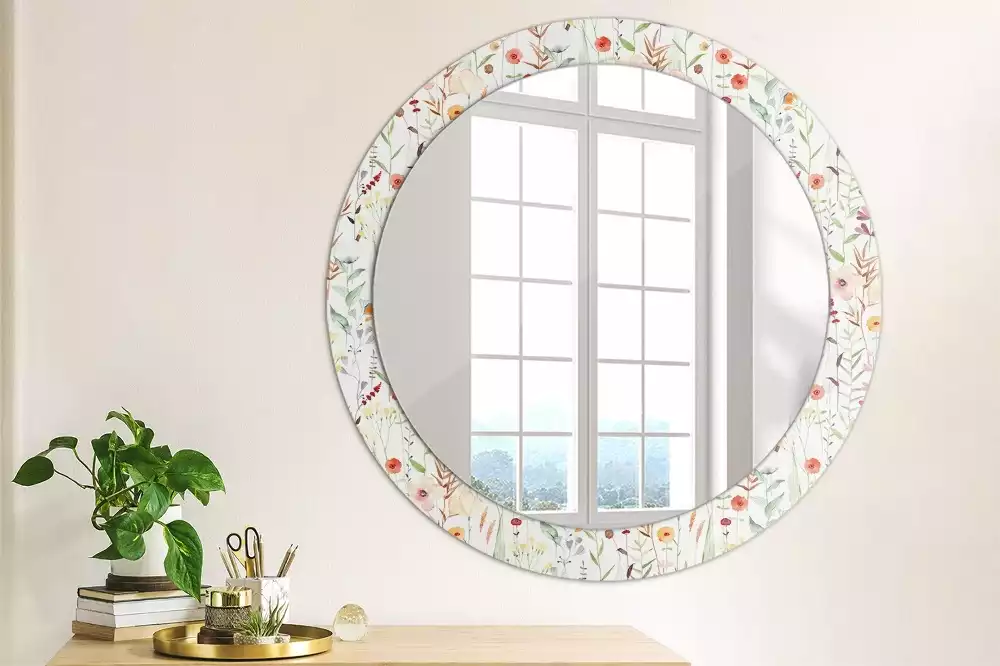 Miroir rond imprimé Fleurs sauvages