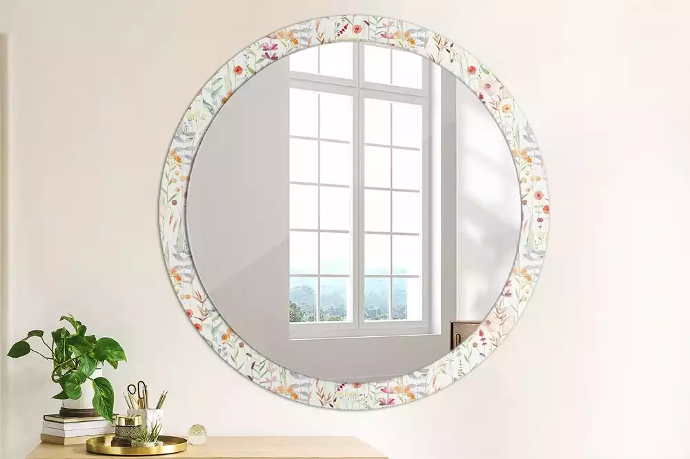 Miroir rond imprimé Fleurs sauvages
