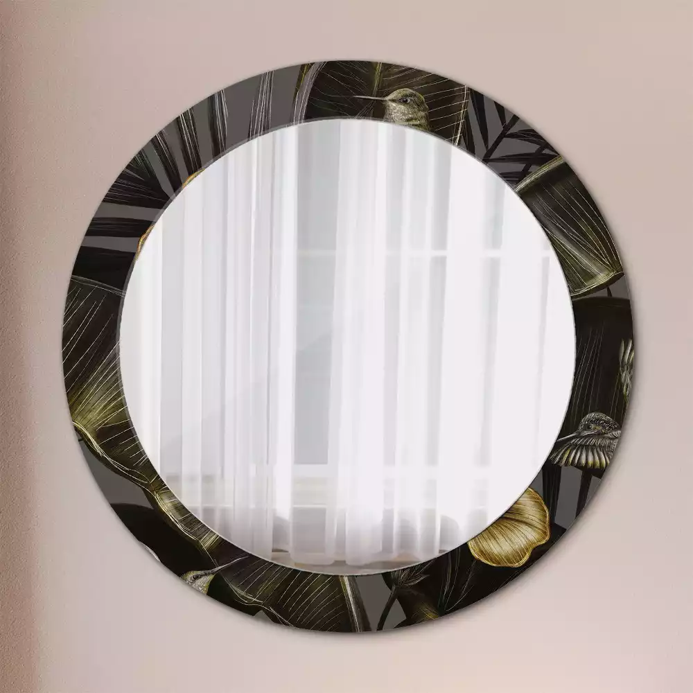 Miroir rond avec décoration Fleurs d’hibiscus