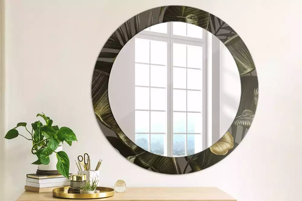 Miroir rond avec décoration Fleurs d’hibiscus
