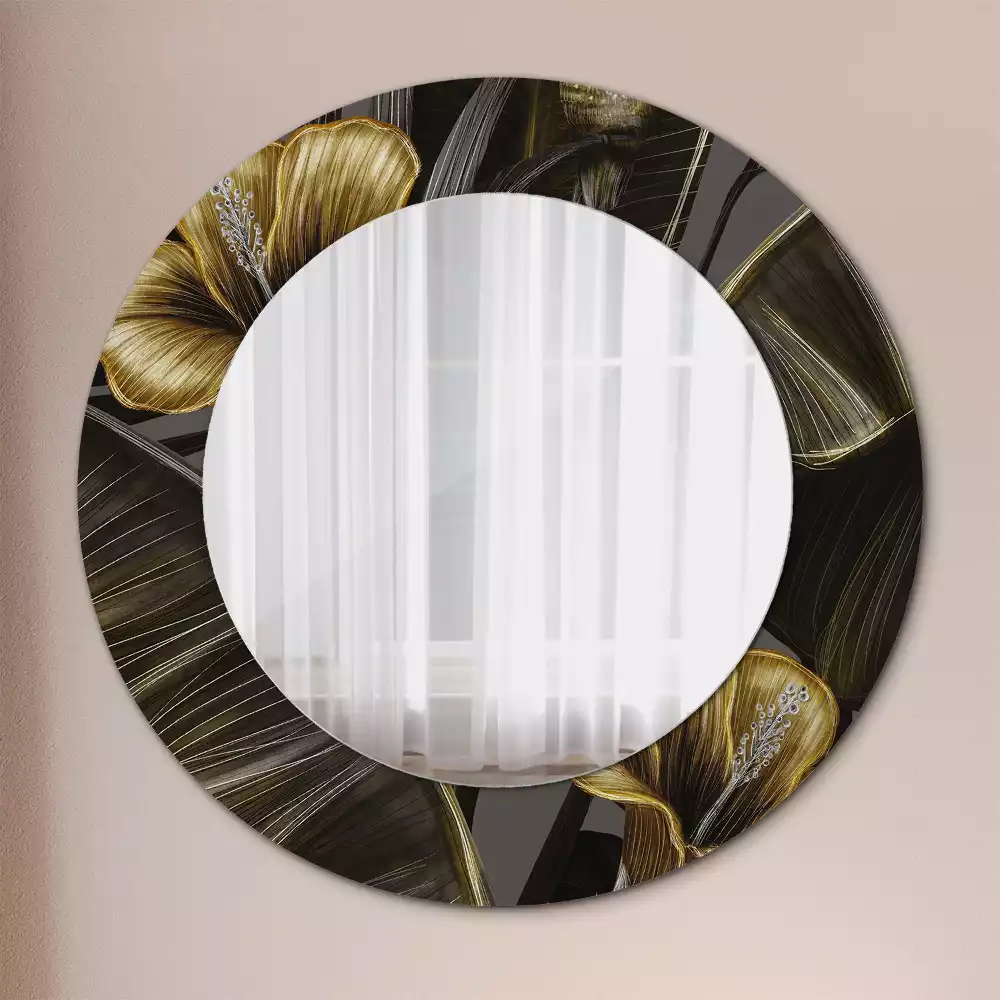 Miroir rond avec décoration Fleurs d’hibiscus