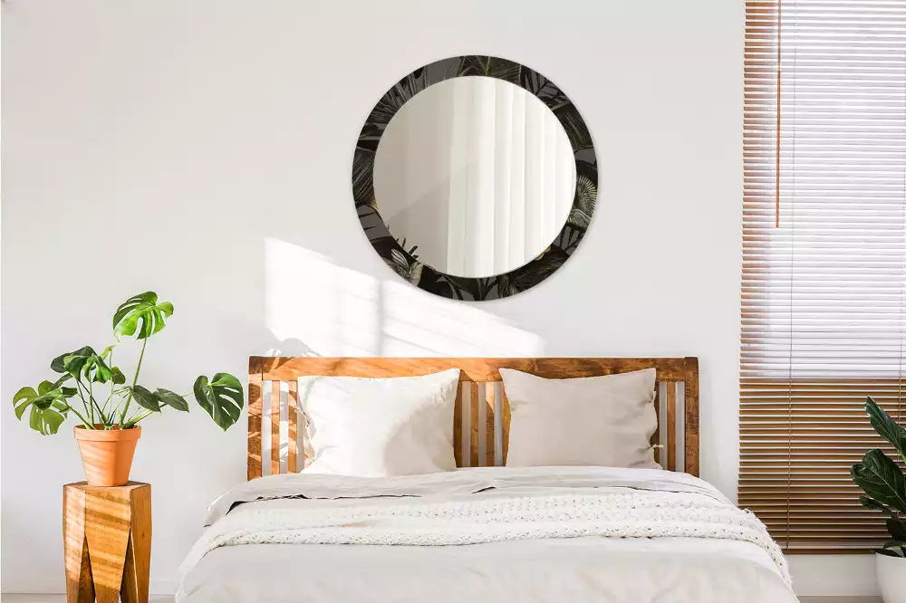 Miroir rond avec décoration Fleurs d’hibiscus