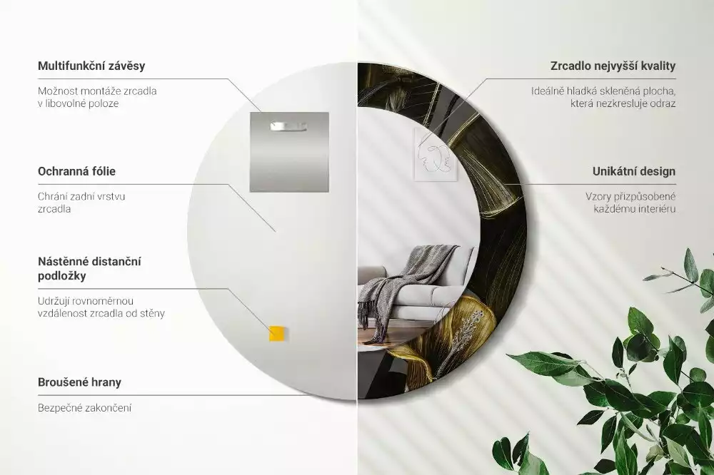 Miroir rond avec décoration Fleurs d’hibiscus