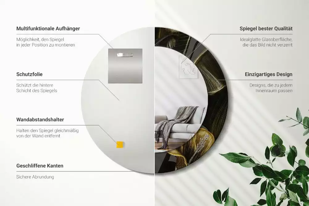 Miroir rond avec décoration Fleurs d’hibiscus